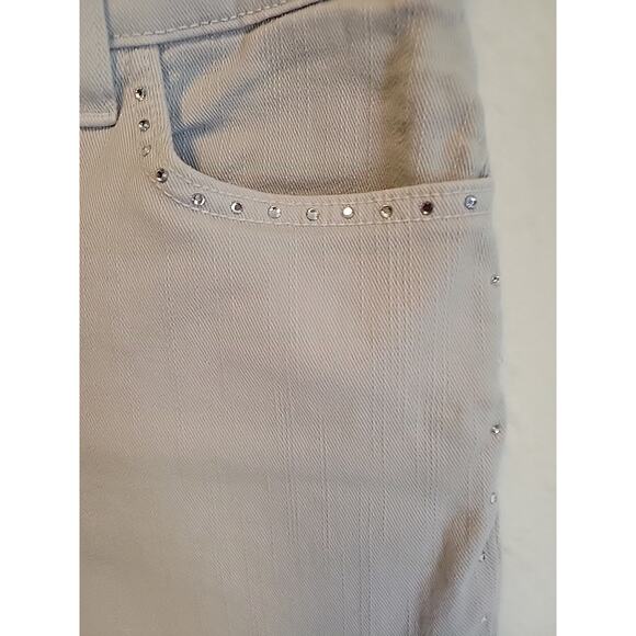 NYDJ Jeans Stretch Comfort Light Gray Rhinestone Cowgirl Bling Western Size 10 - Picture 3 of 11